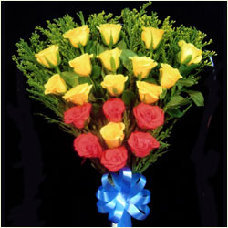 "Flower Basket with Roses, Gerberas, chrysanthemums and Fillers - Click here to View more details about this Product